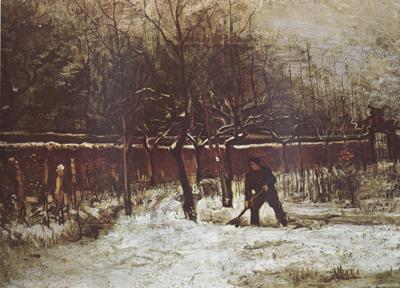 Vincent Van Gogh The Parsonage Garden at Nuenen in the Snow oil painting image